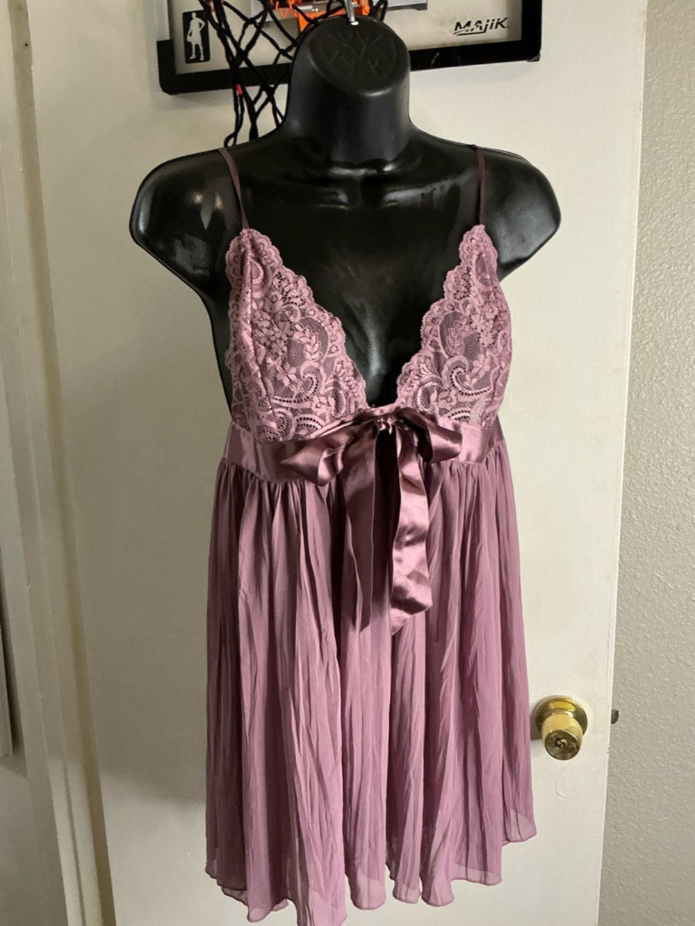 Victoria's Secret Dusty Mauve Lace Satin Chemise